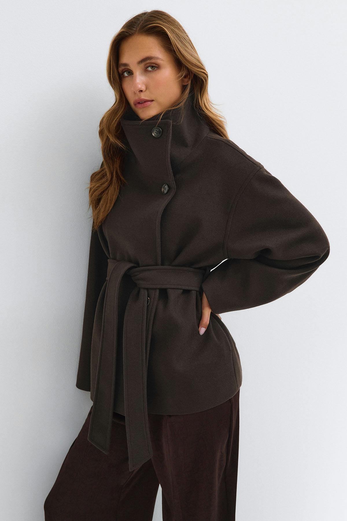 High neck wool blend jacket