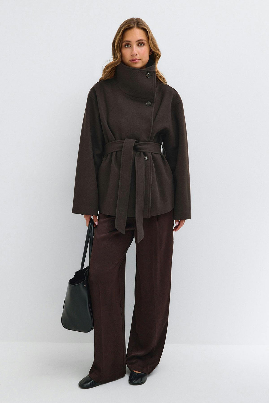 High neck wool blend jacket