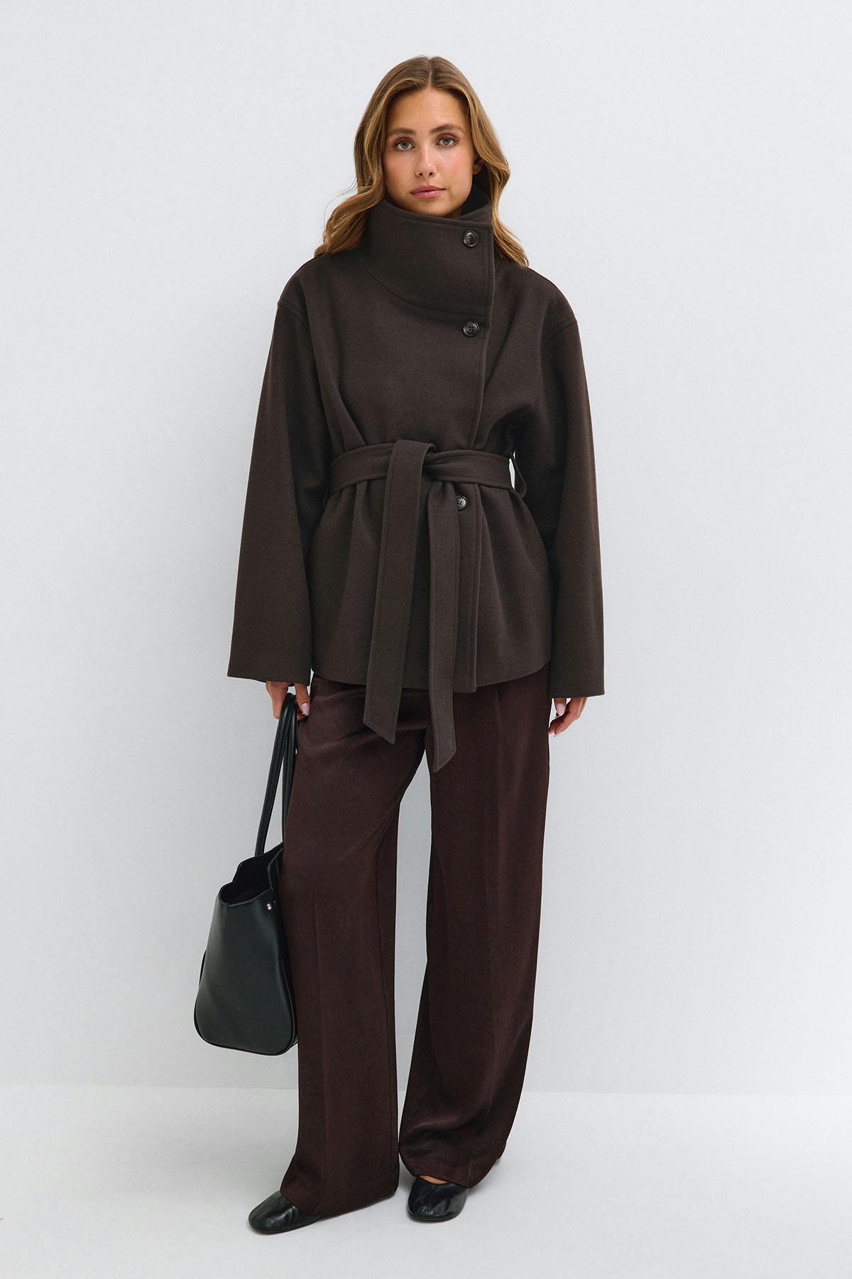 High neck wool blend jacket