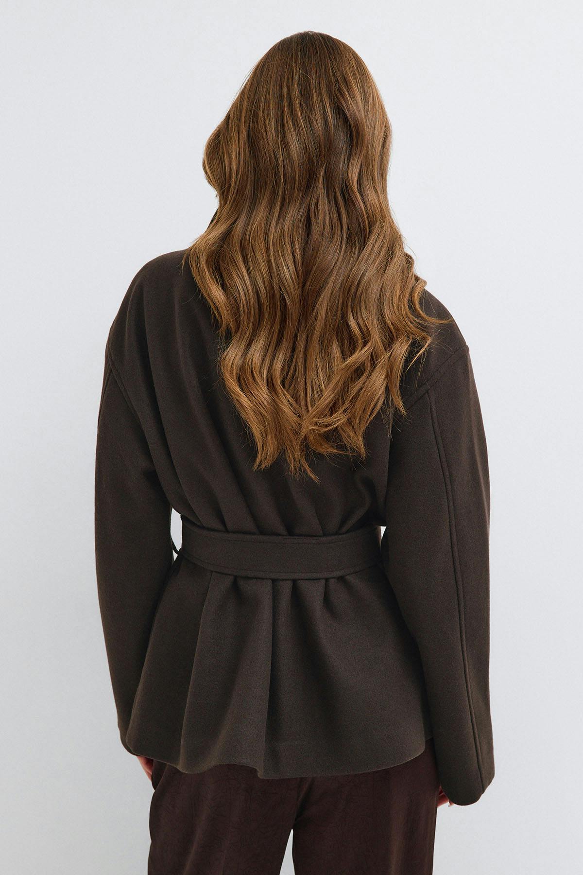 High neck wool blend jacket