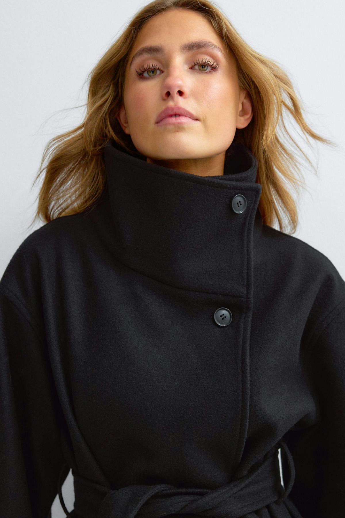 High neck wool blend jacket