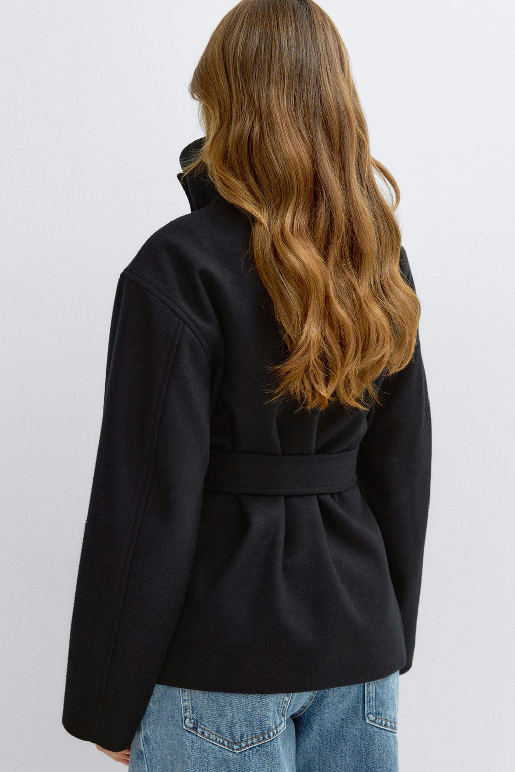 High neck wool blend jacket