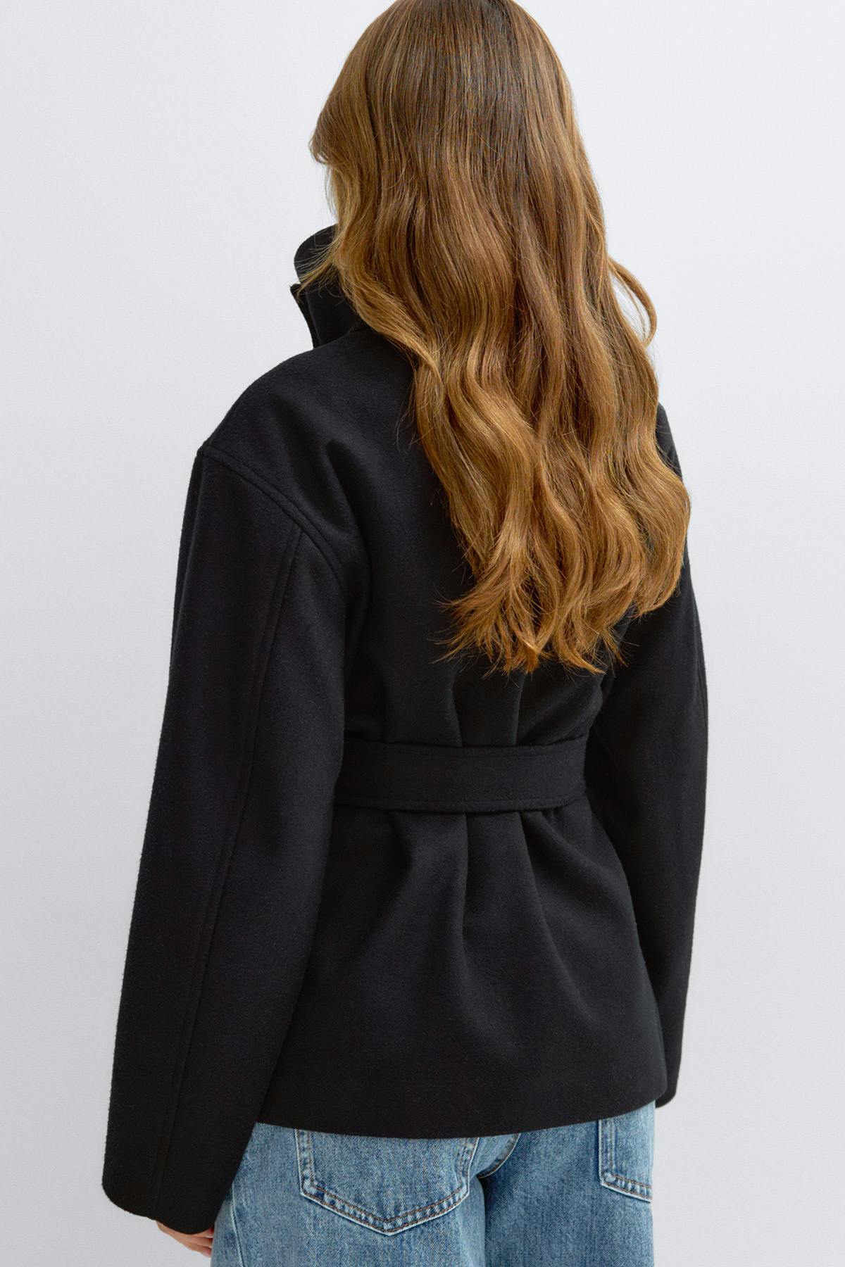 High neck wool blend jacket