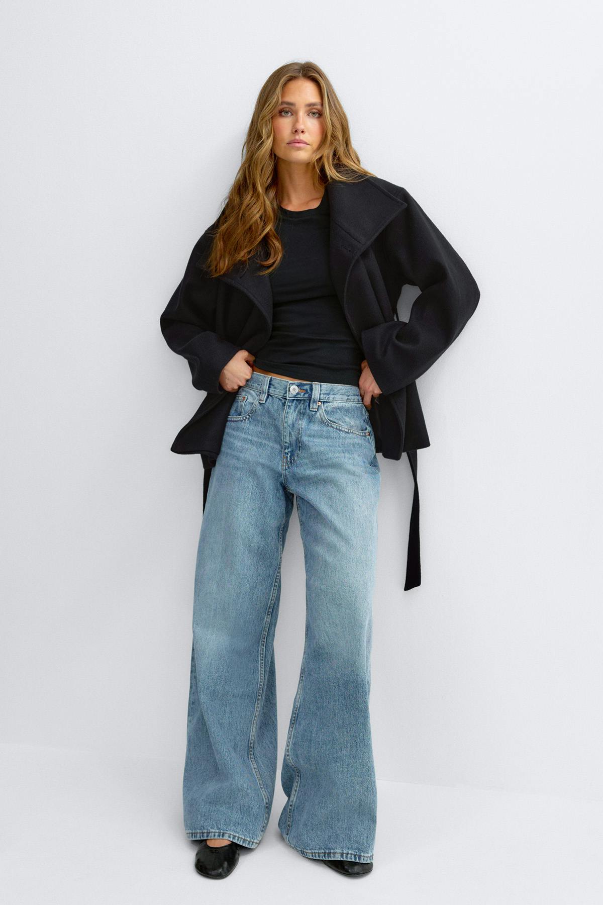 High neck wool blend jacket