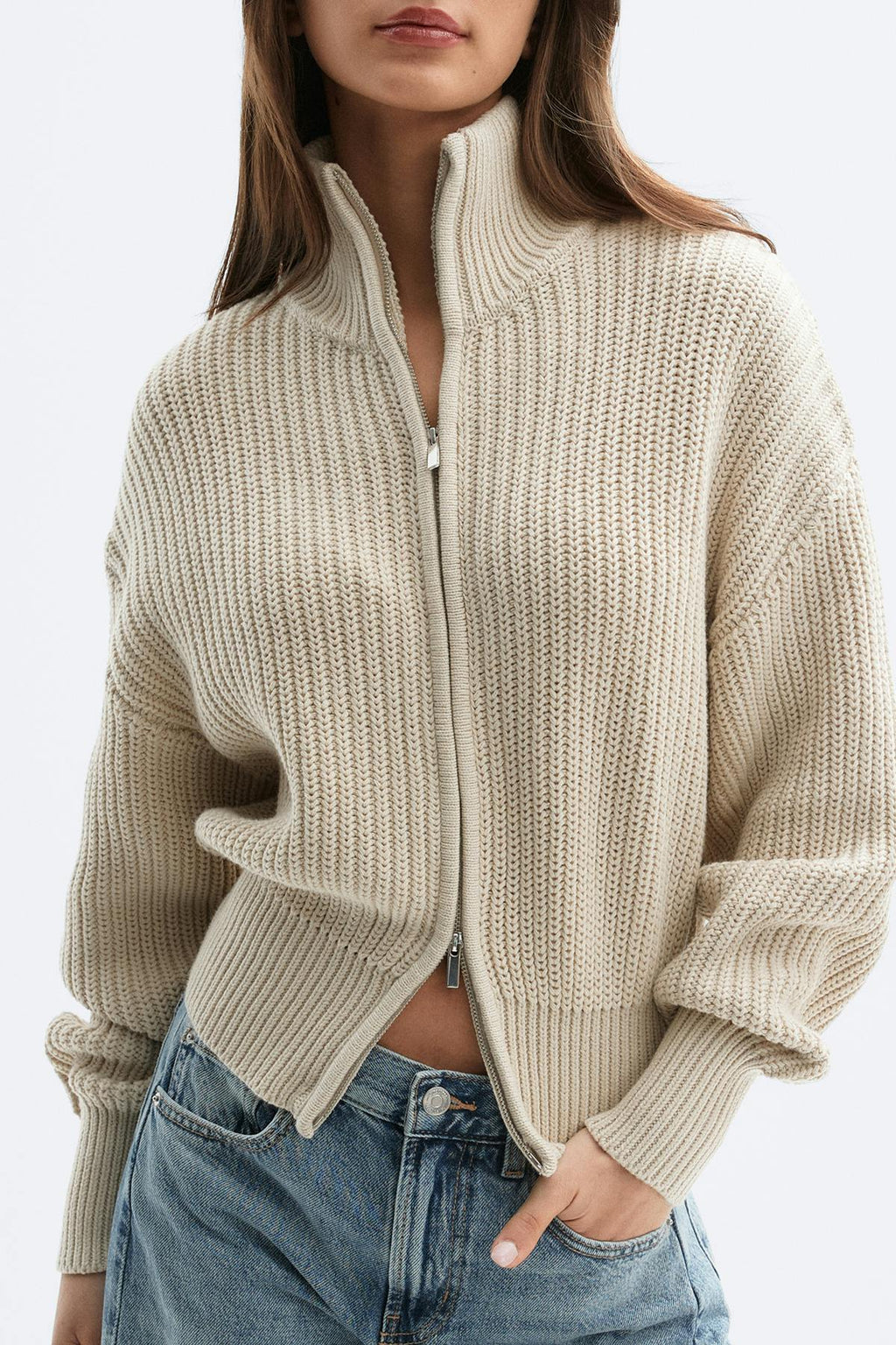 Knitted zip cardigan