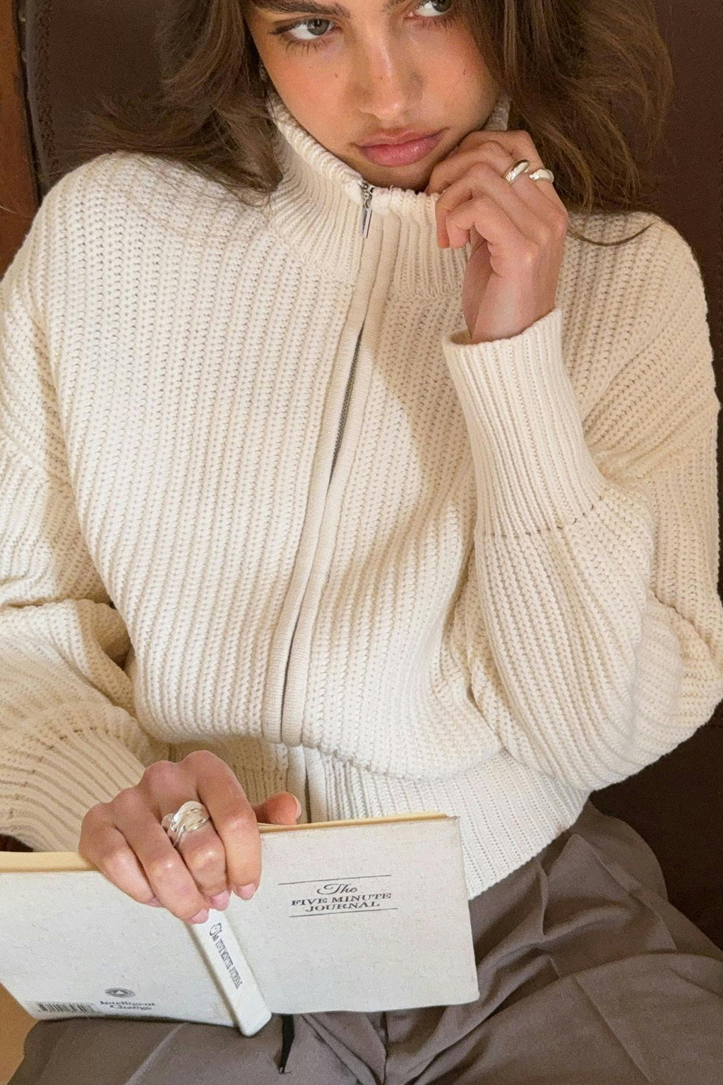 Knitted zip cardigan