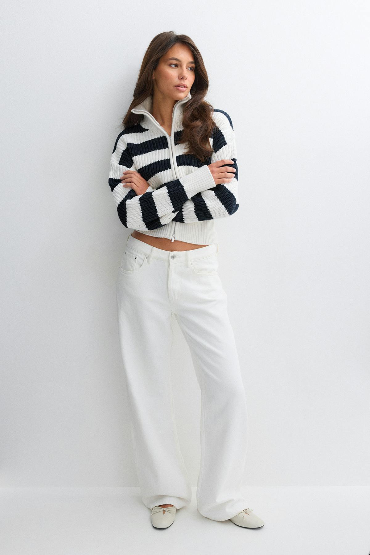 Knitted zip cardigan