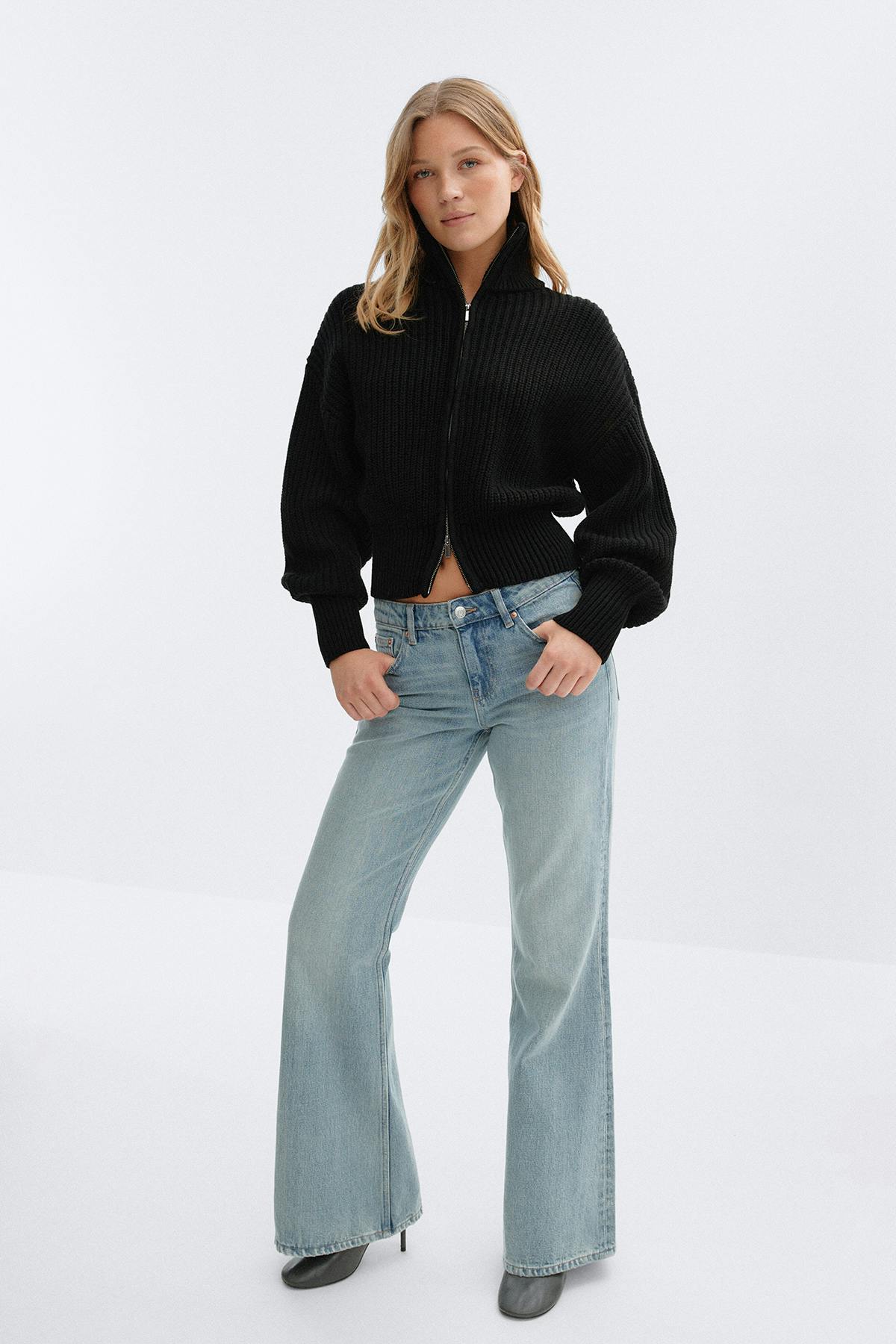 Knitted zip cardigan