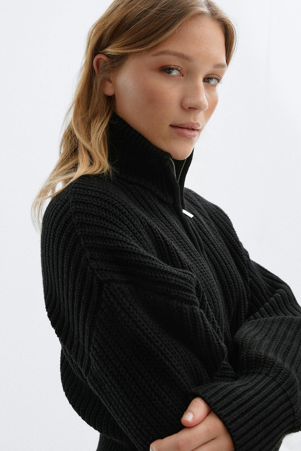 Knitted zip cardigan