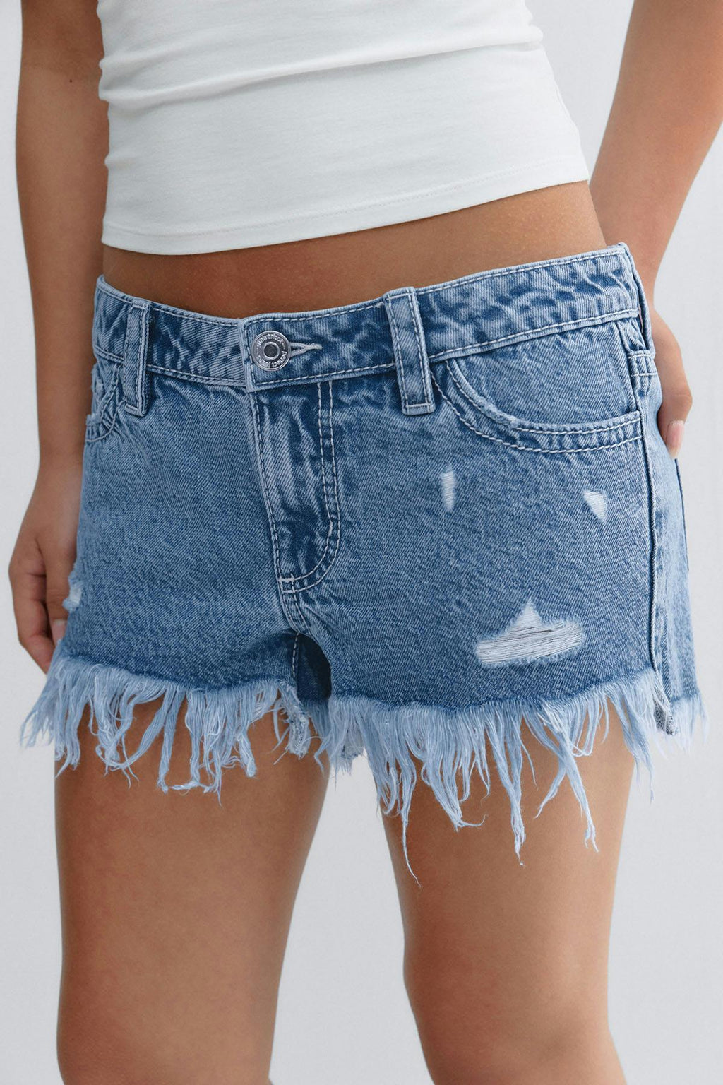 Y ripped g-low denim shorts