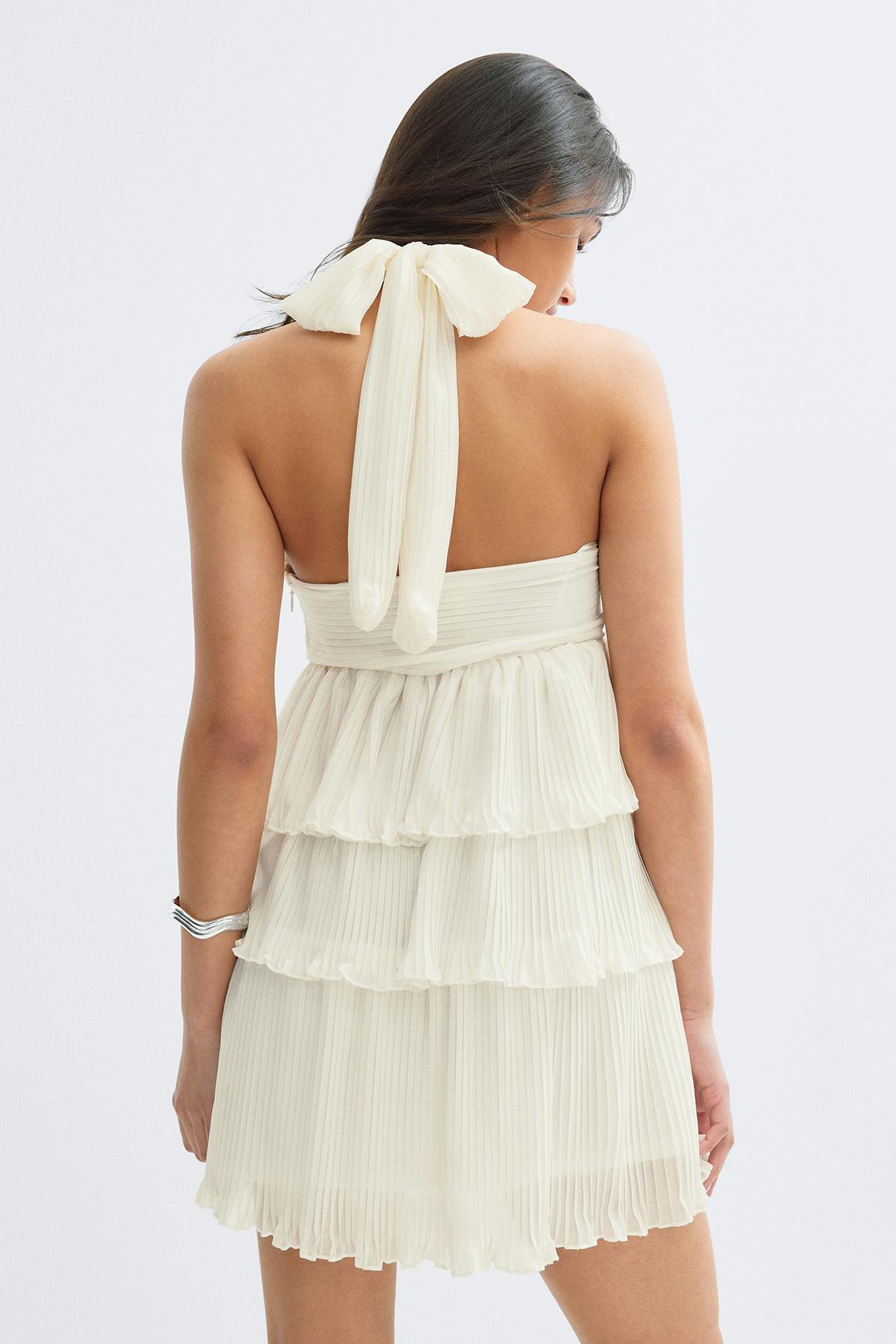 14+ halterneck frill dress