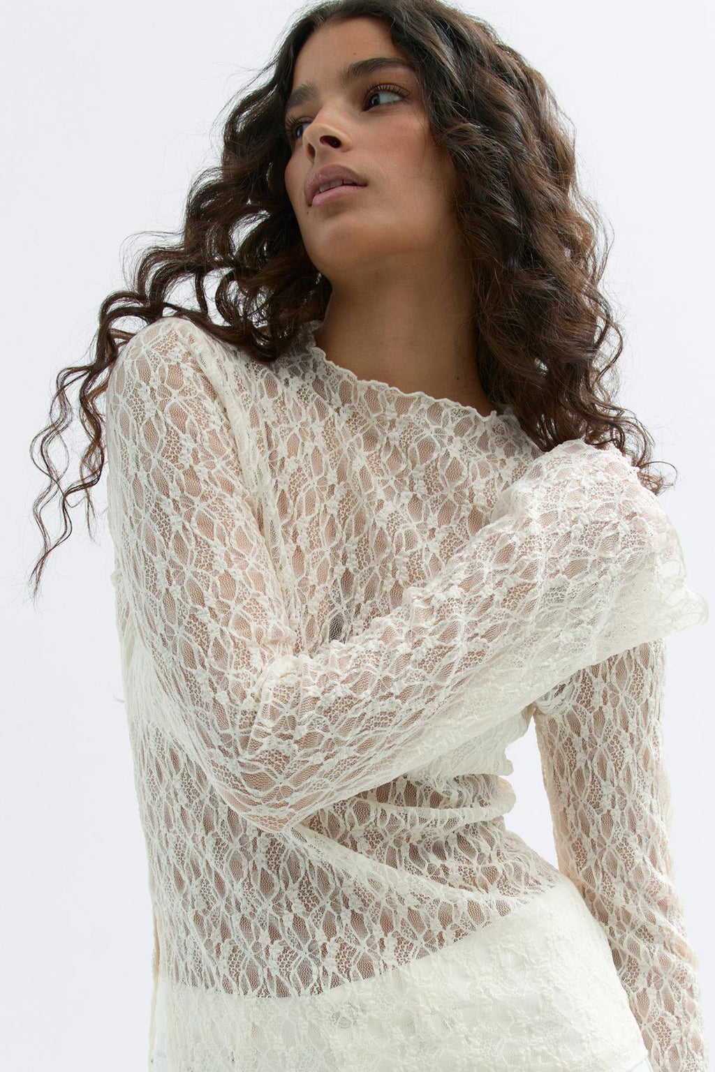 Asymmetric lace top