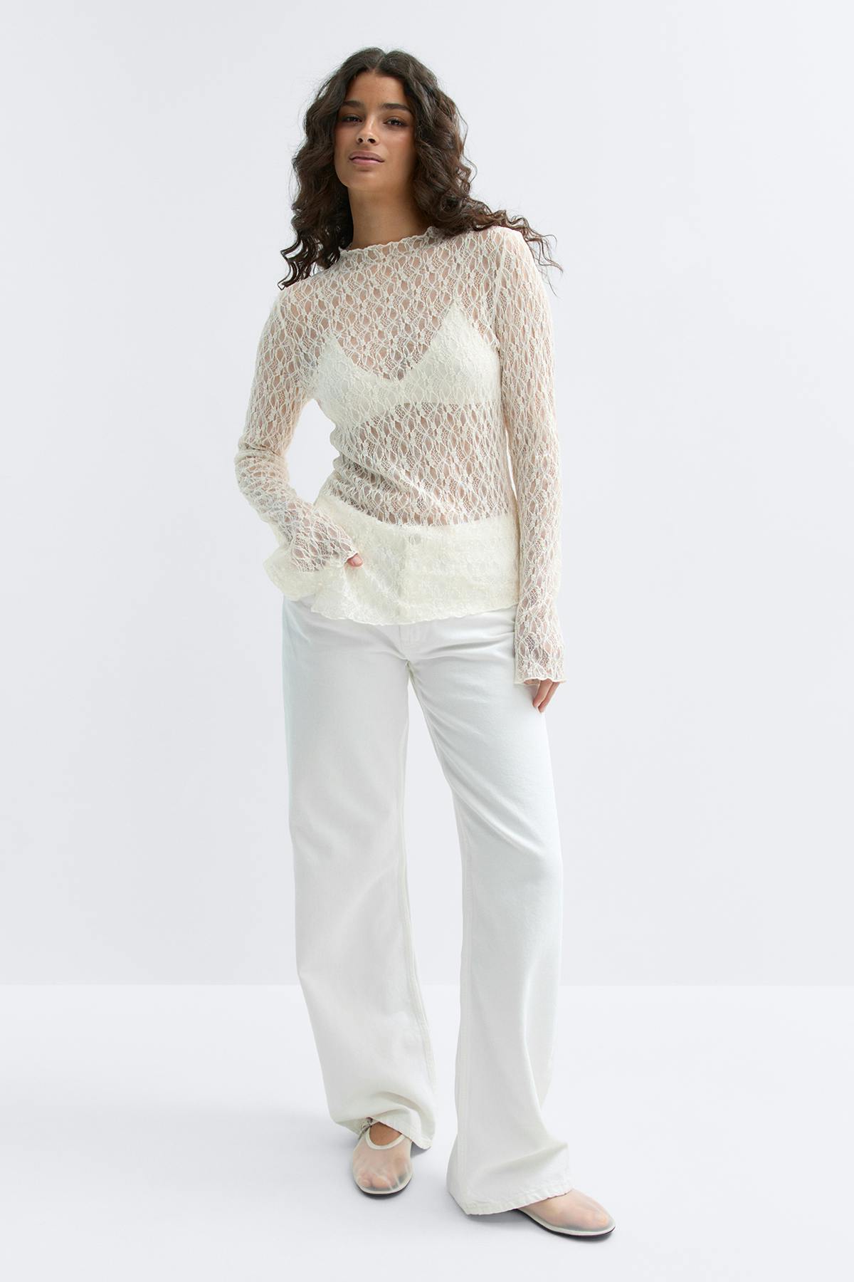 Asymmetric lace top