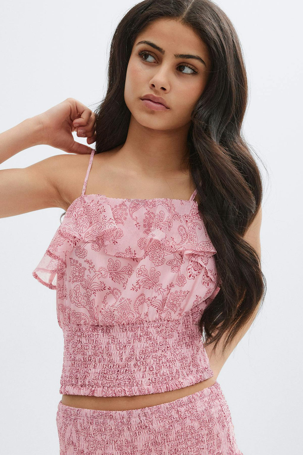 Y chiffon frill singlet