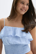 Y chiffon frill singlet