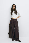 Pleated satin trousers