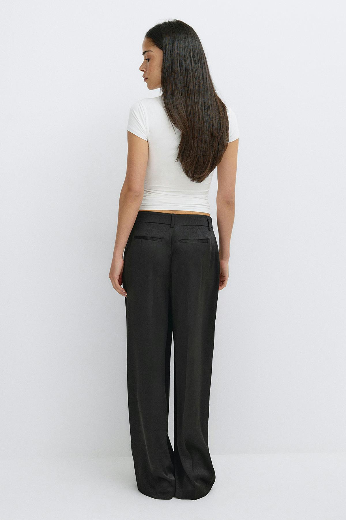 Pleated satin trousers
