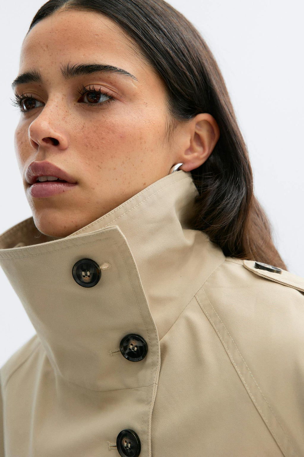 High neck trench jacket