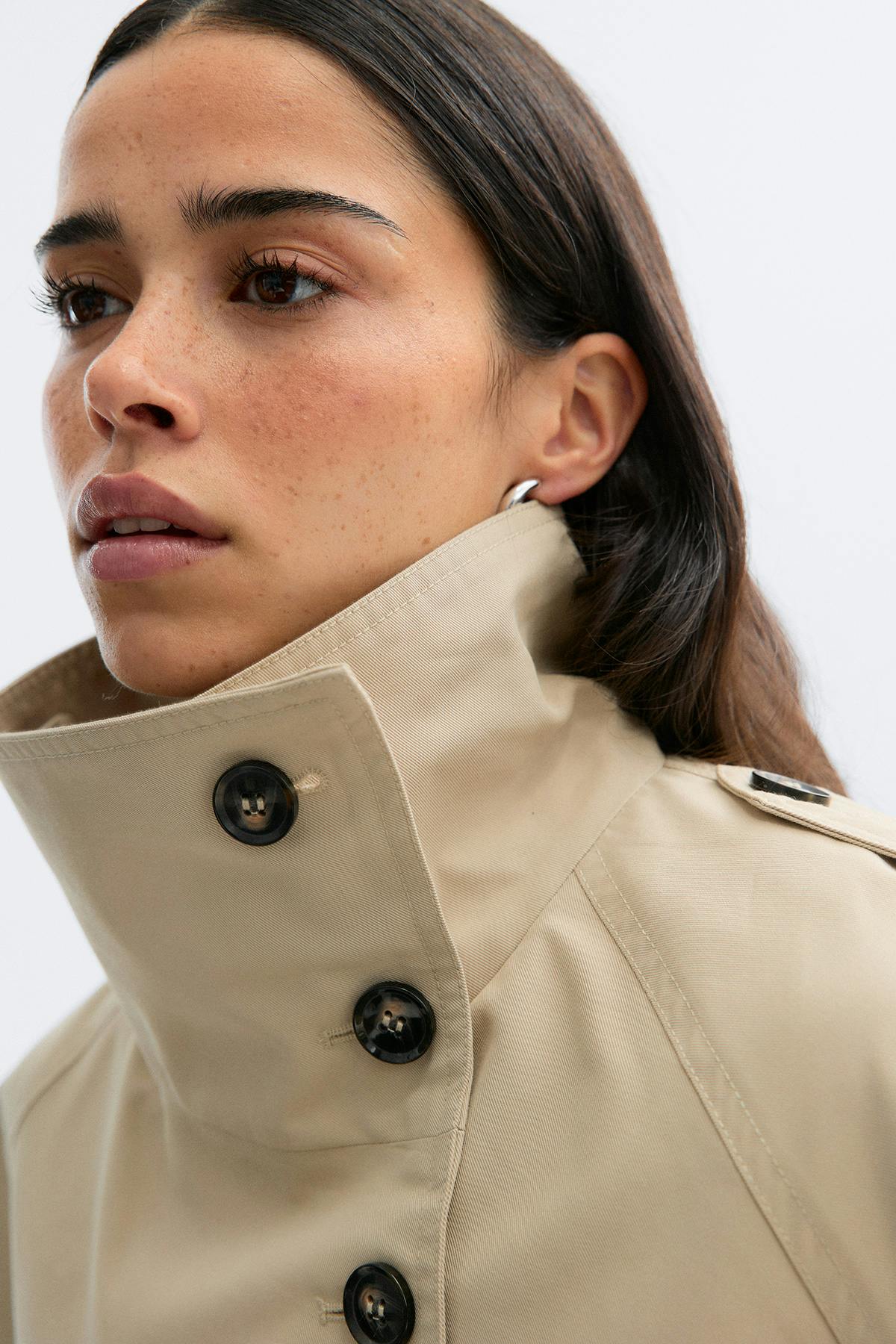 High neck trench jacket