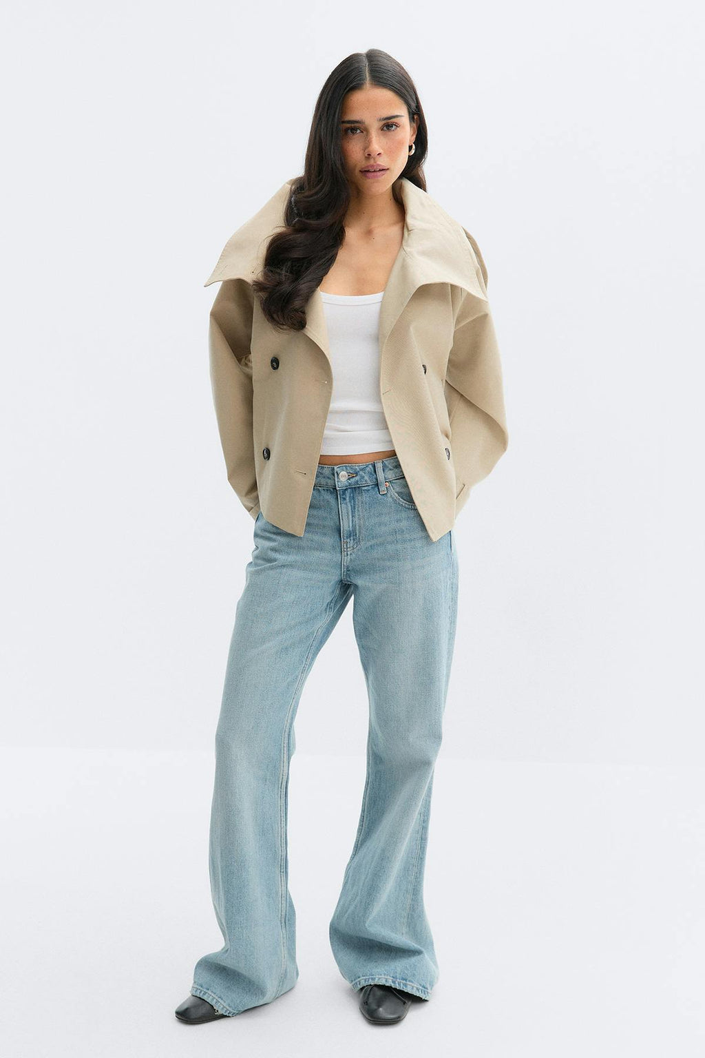 High neck trench jacket