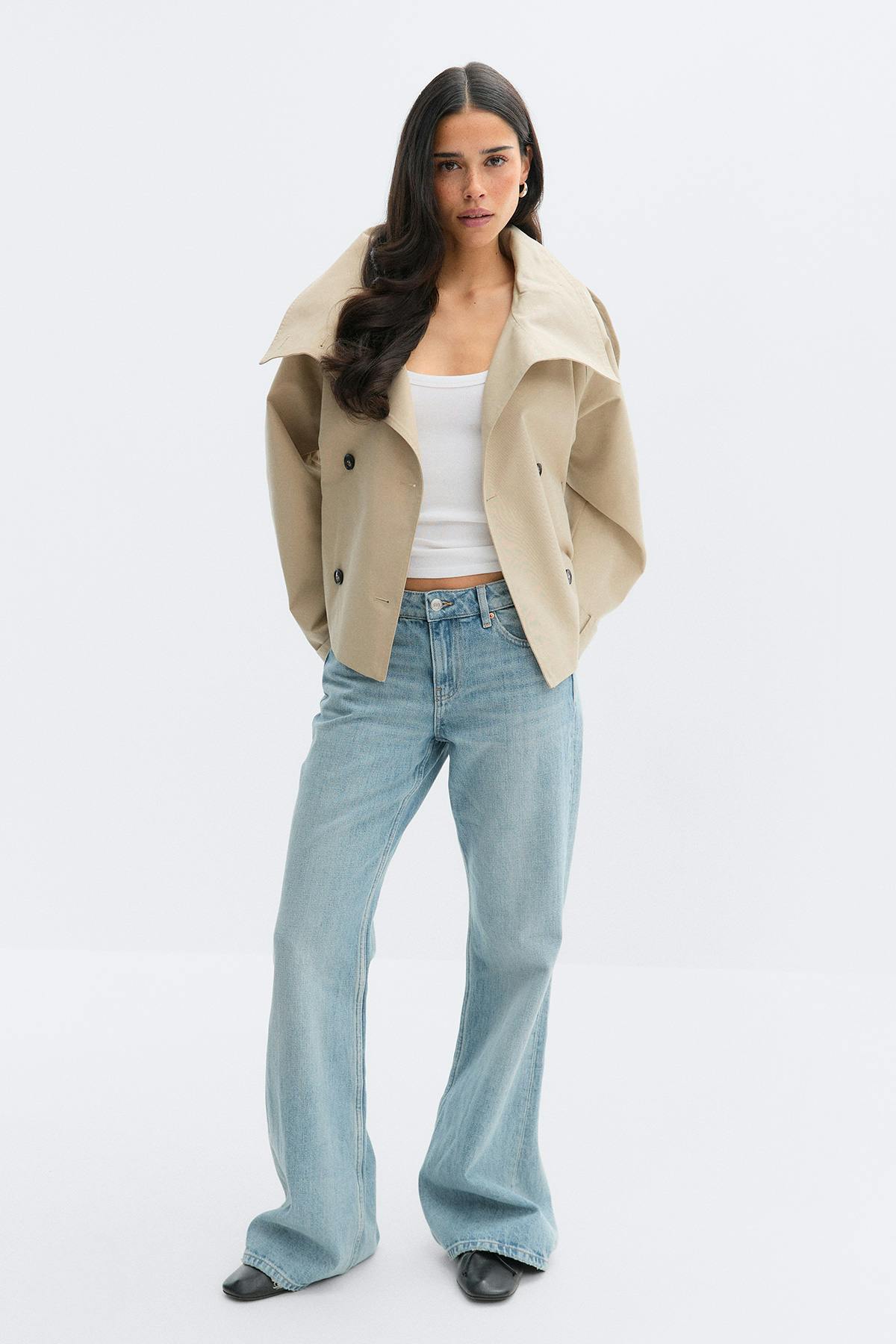 High neck trench jacket