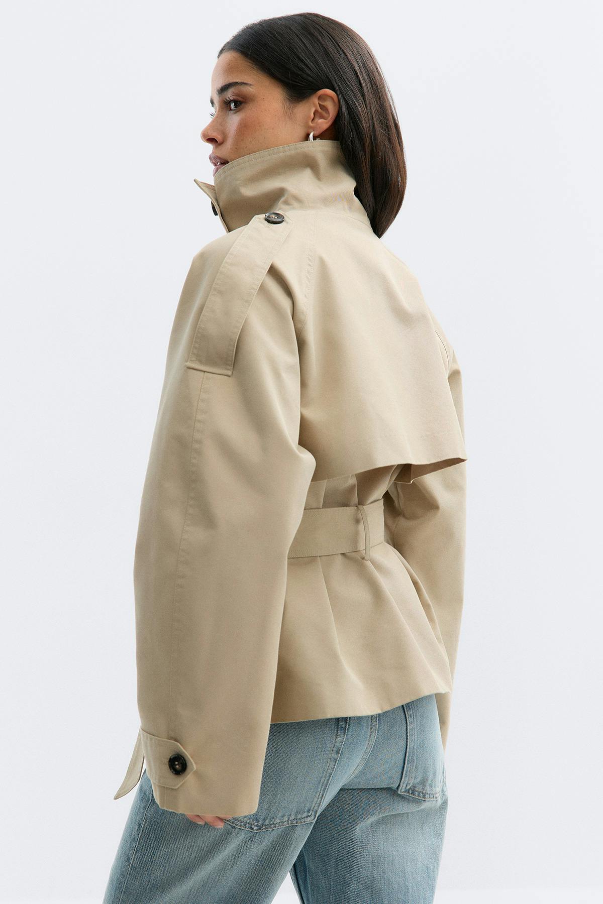 High neck trench jacket