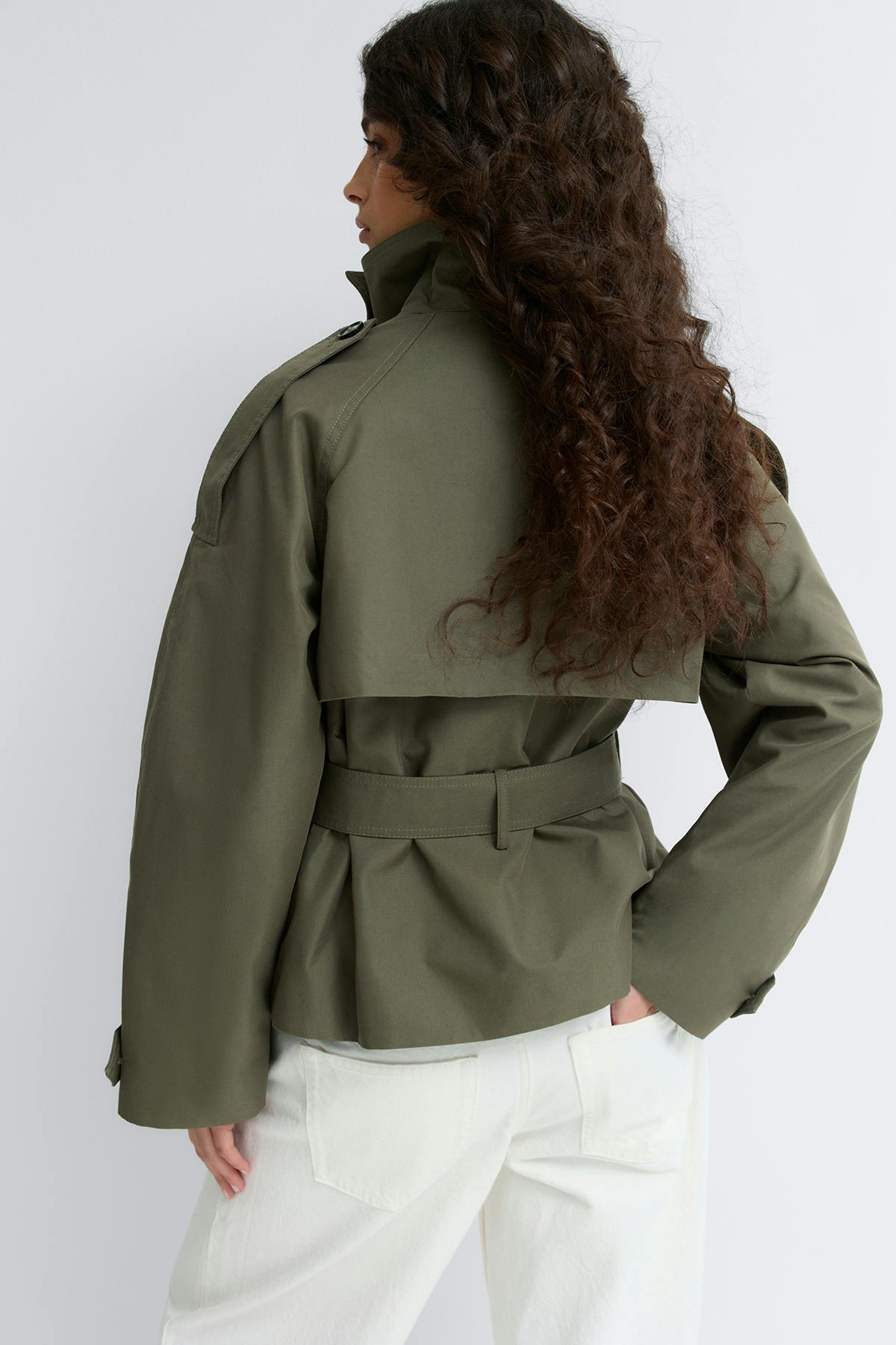 High neck trench jacket