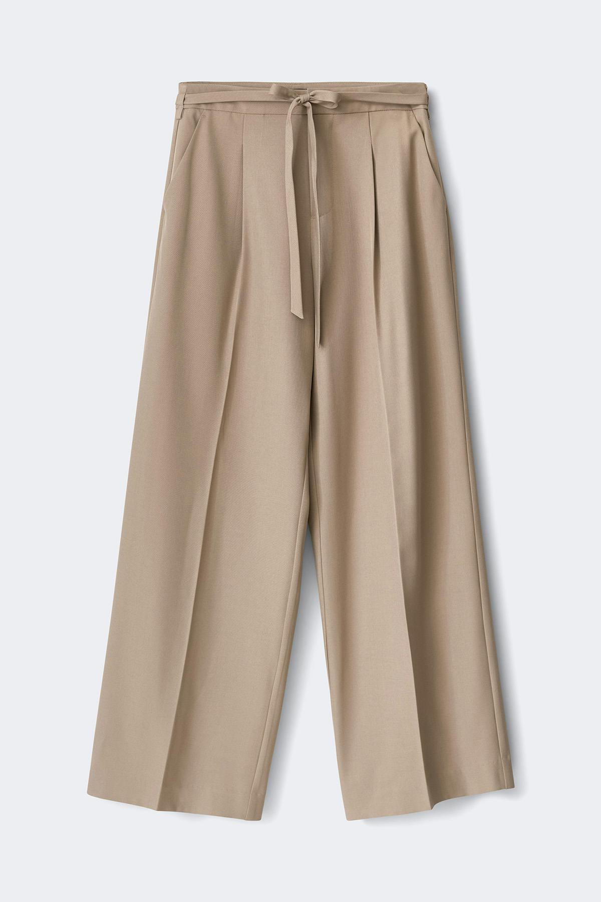 Mid waist belted trousers