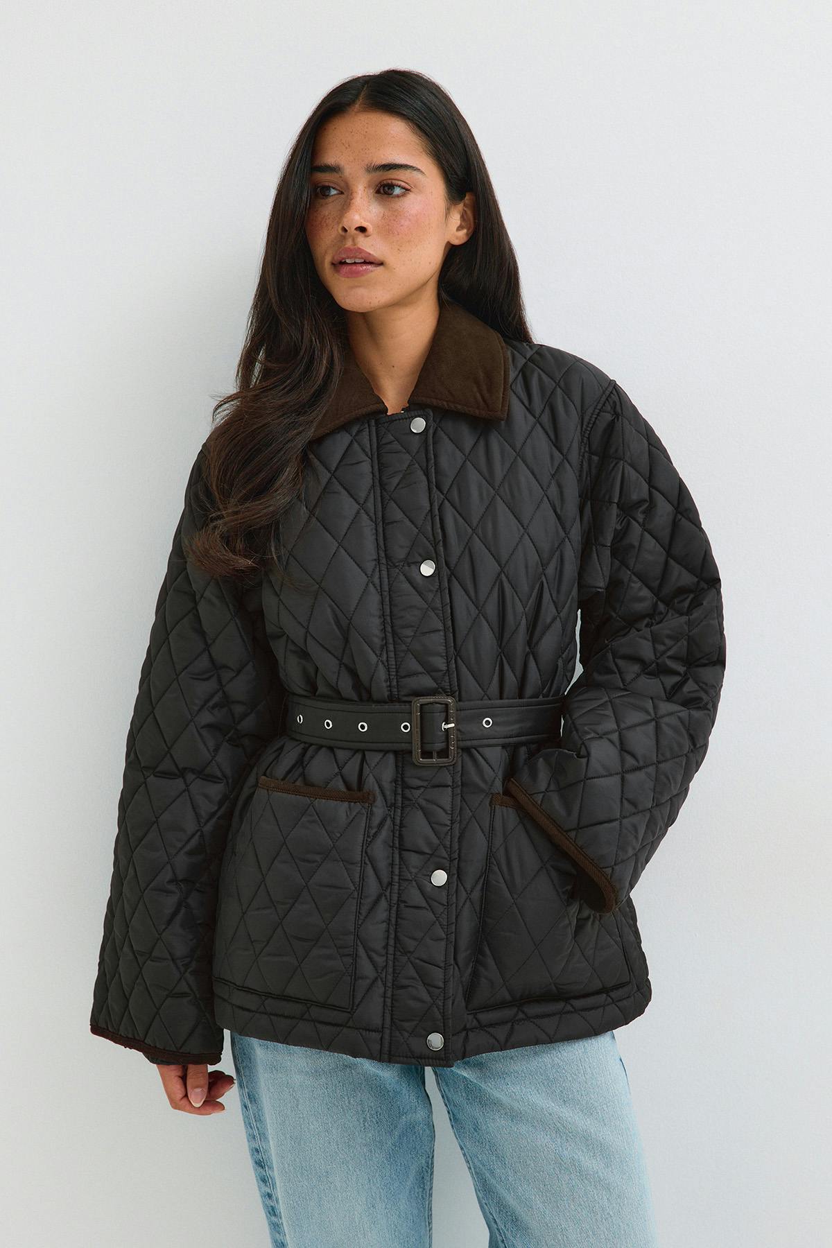 Quilted belted jacket