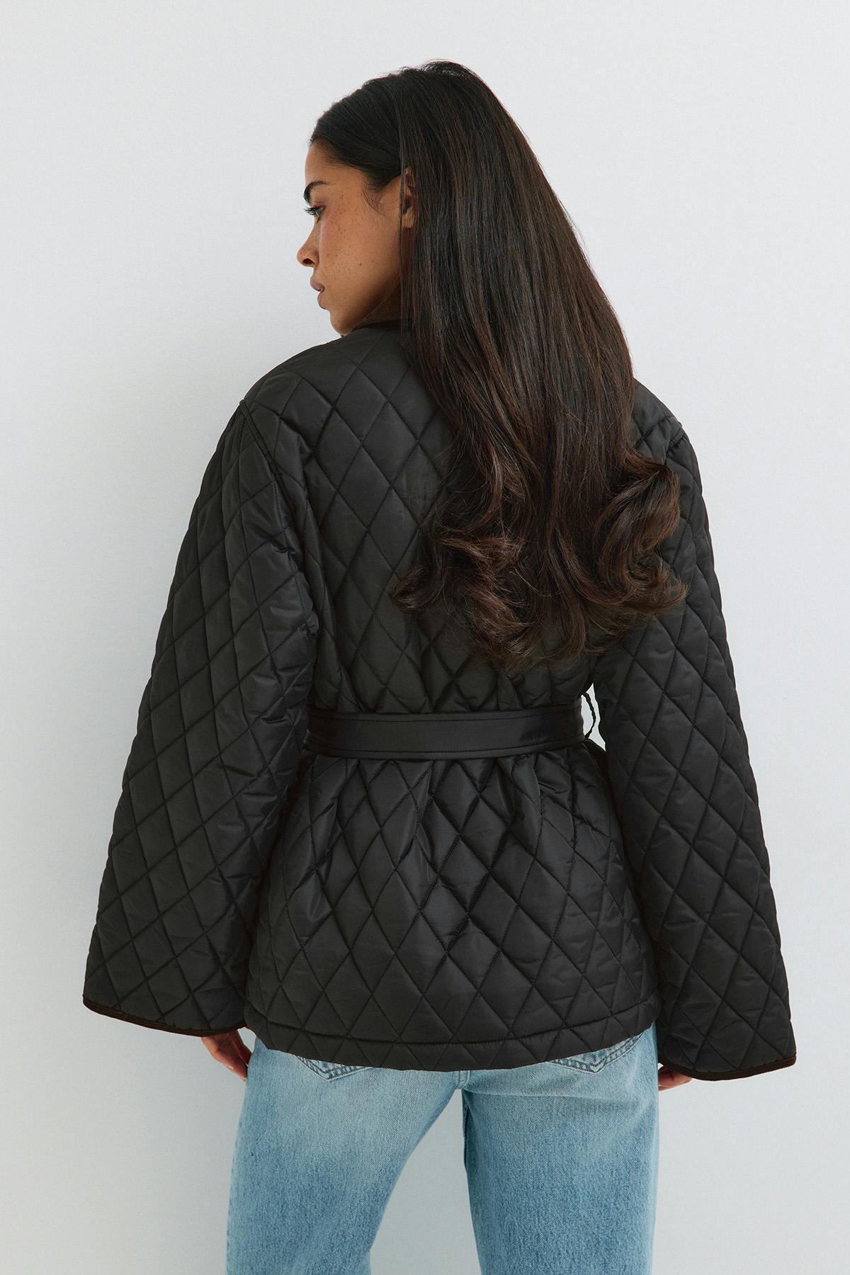 Quilted belted jacket