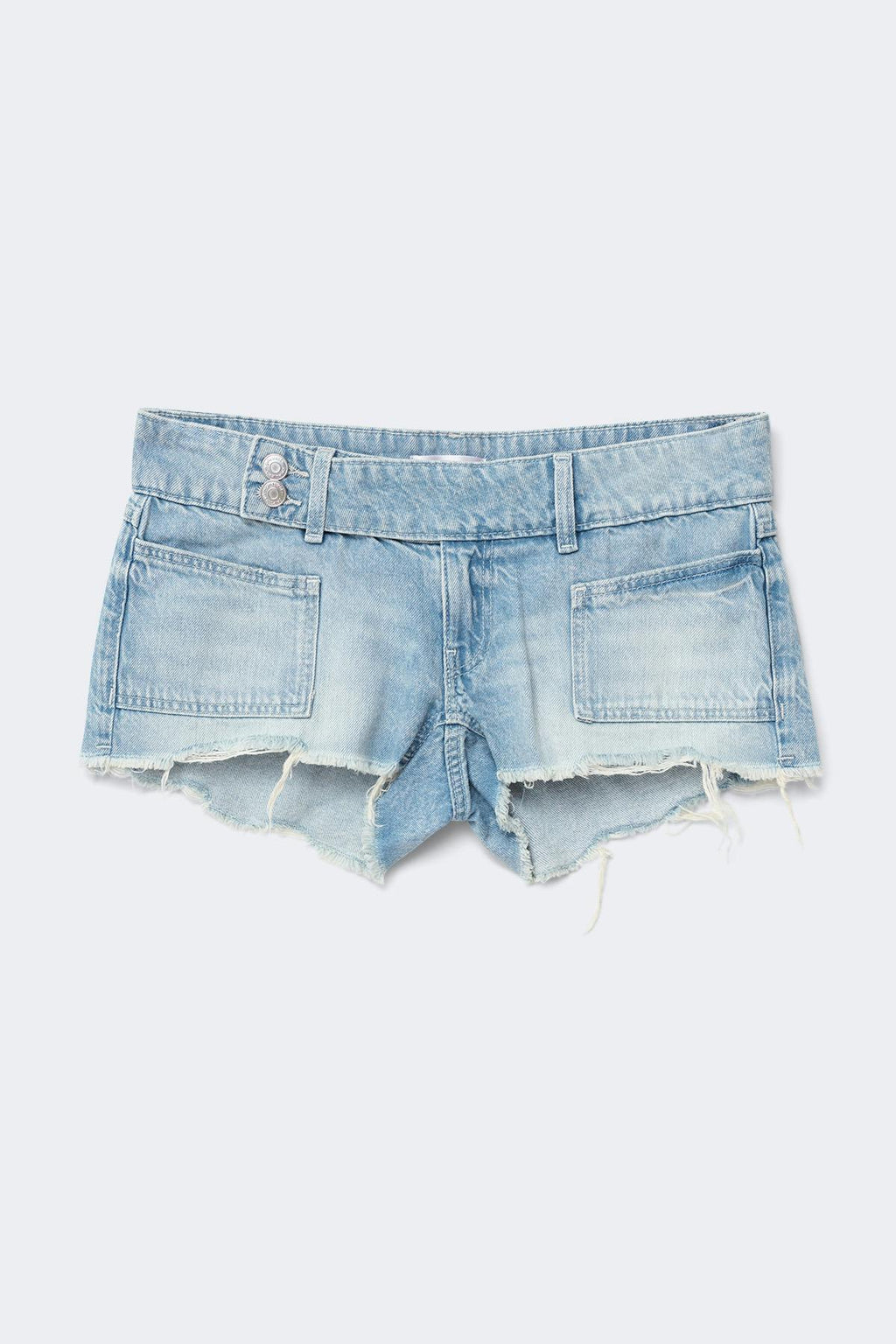14+ pleated low denim shorts