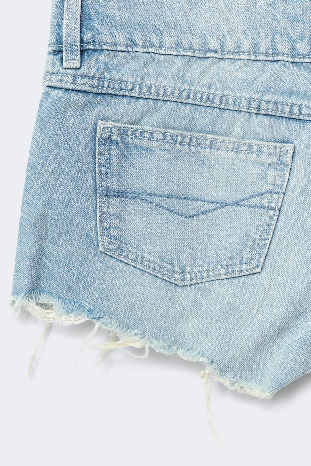14+ pleated low denim shorts