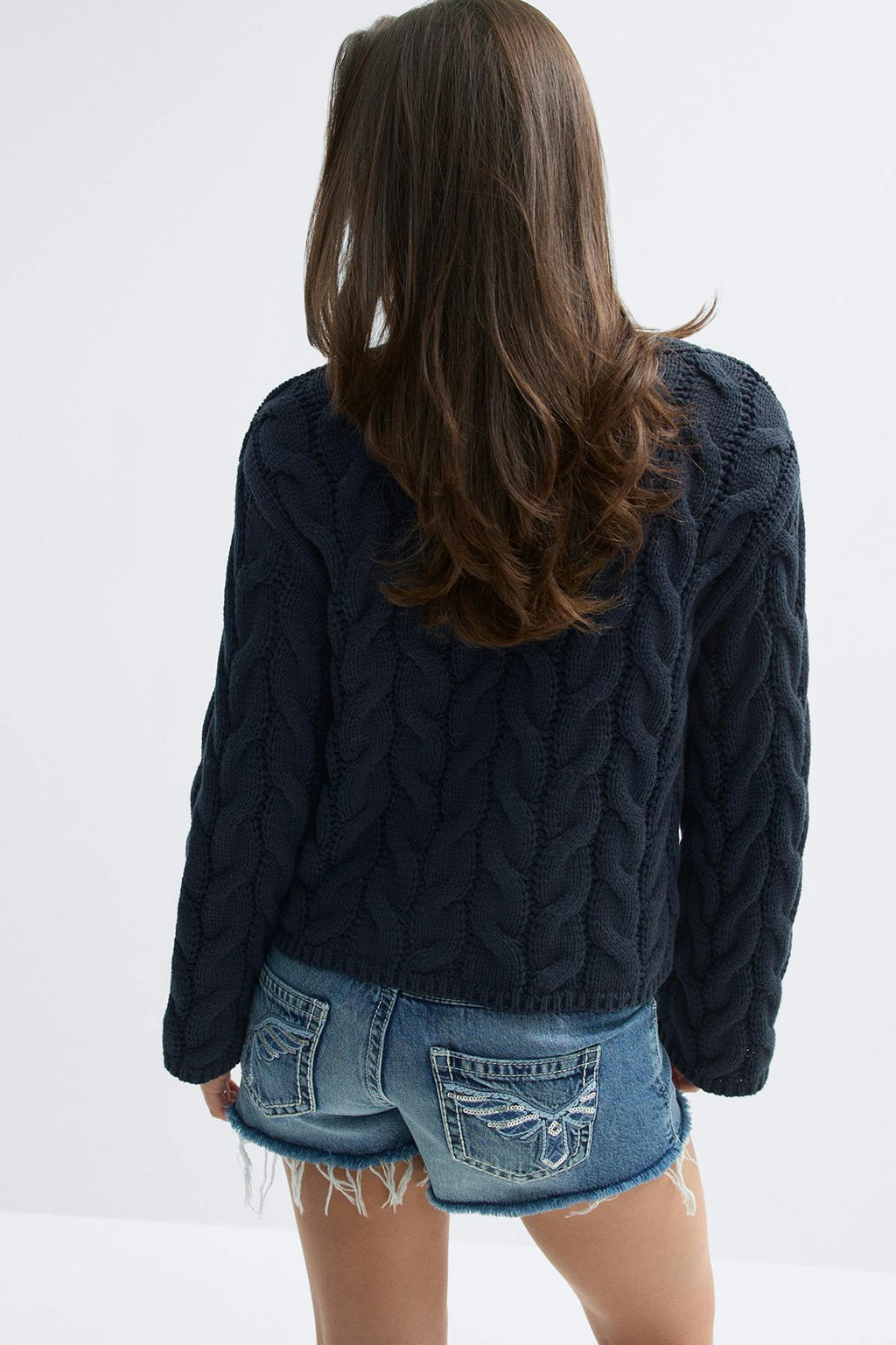 Y cable knitted sweater