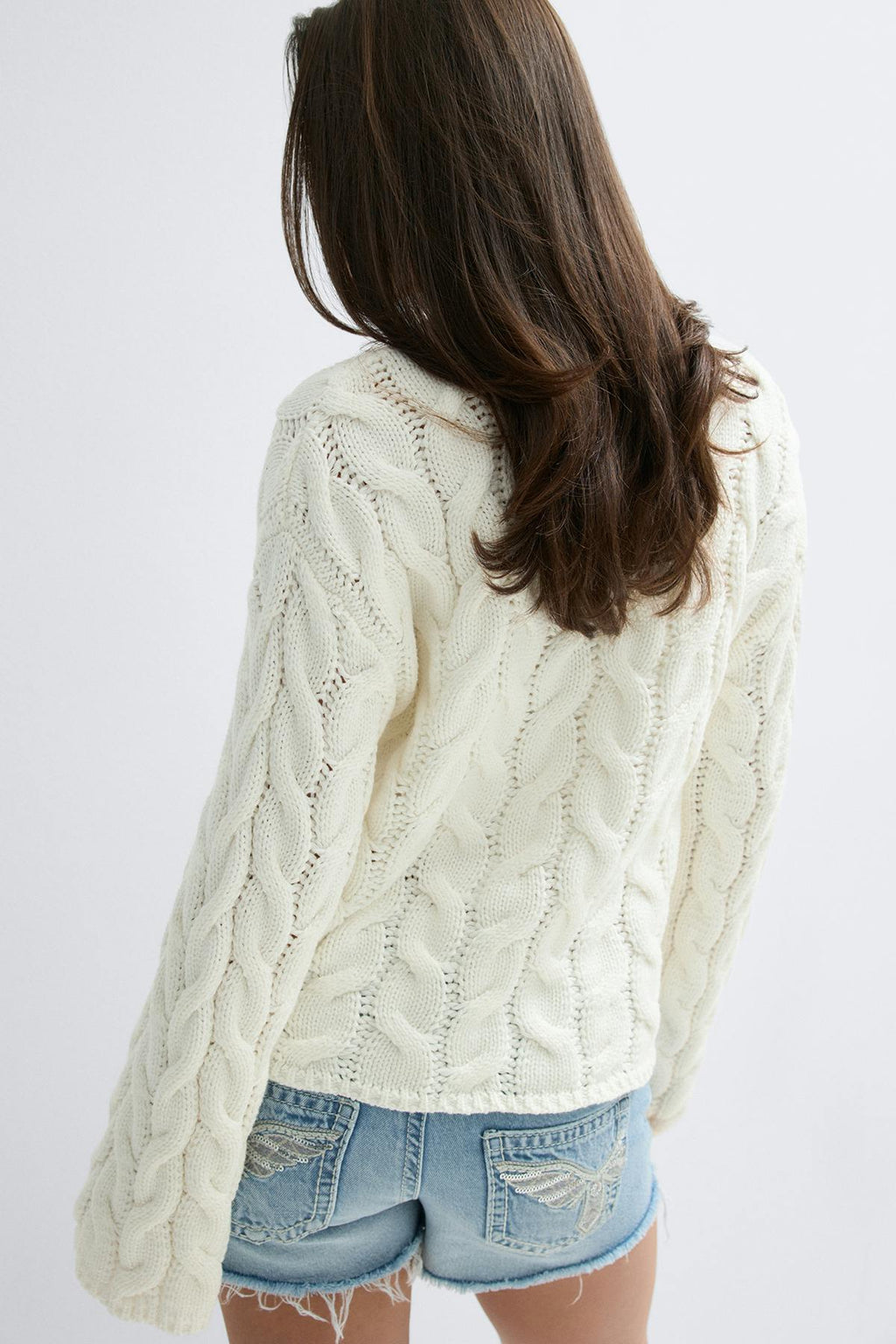 Y cable knitted cardigan