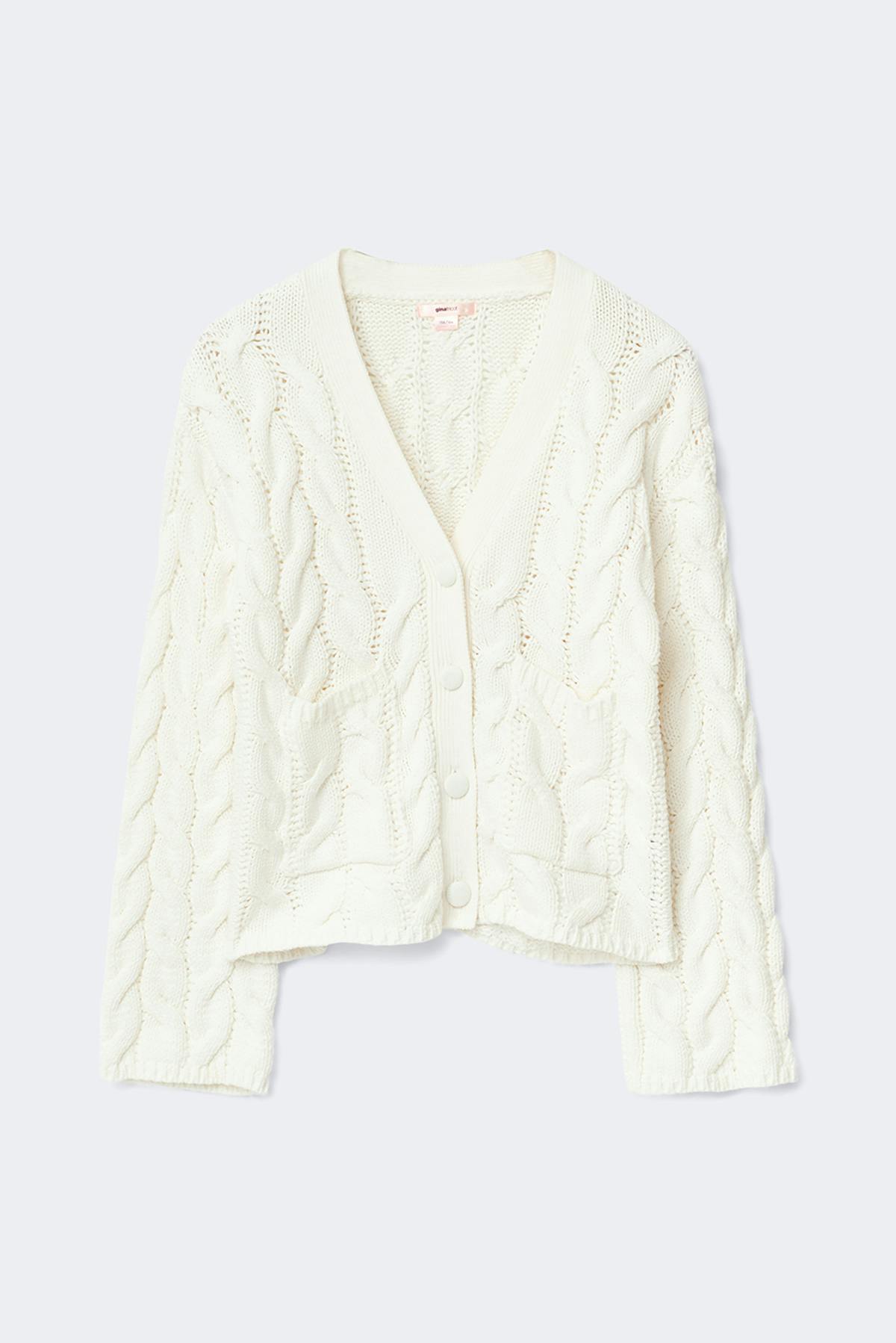 Y cable knitted cardigan