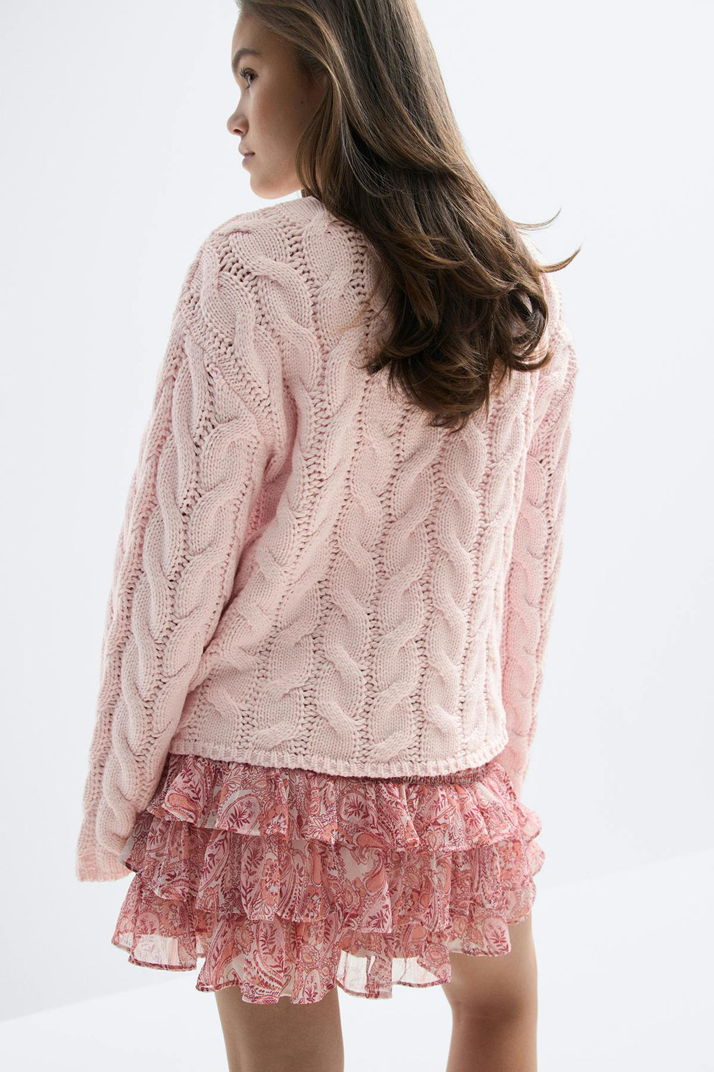 Y cable knitted cardigan