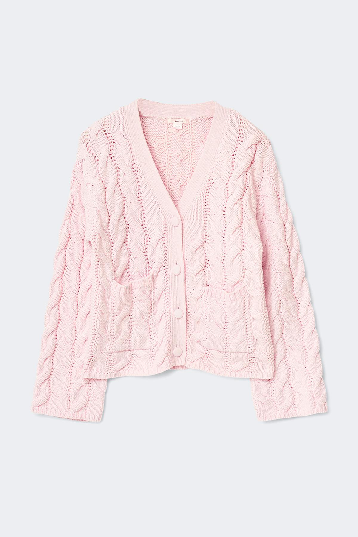 Y cable knitted cardigan