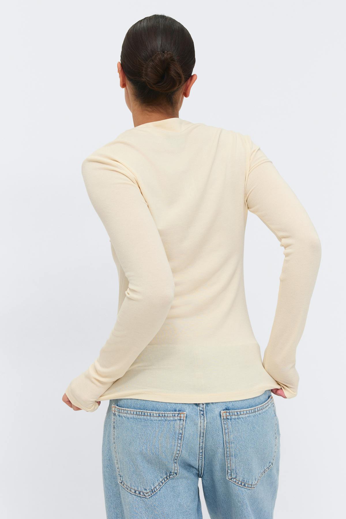 Button down funnel neck top