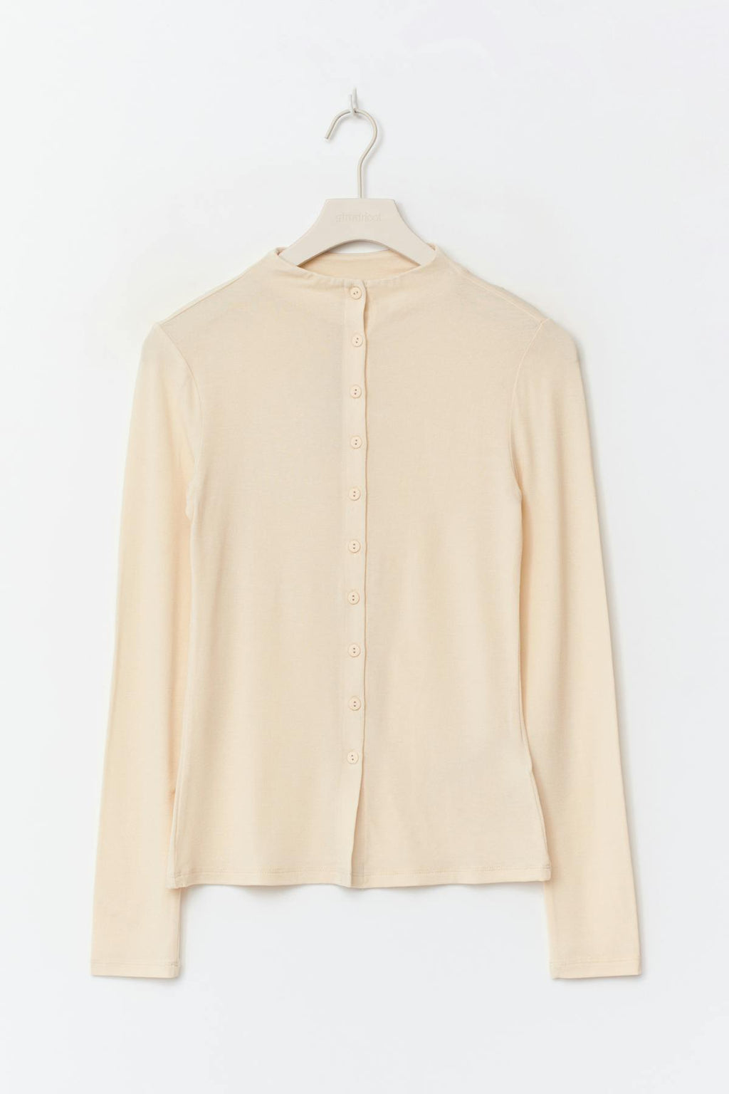 Button down funnel neck top