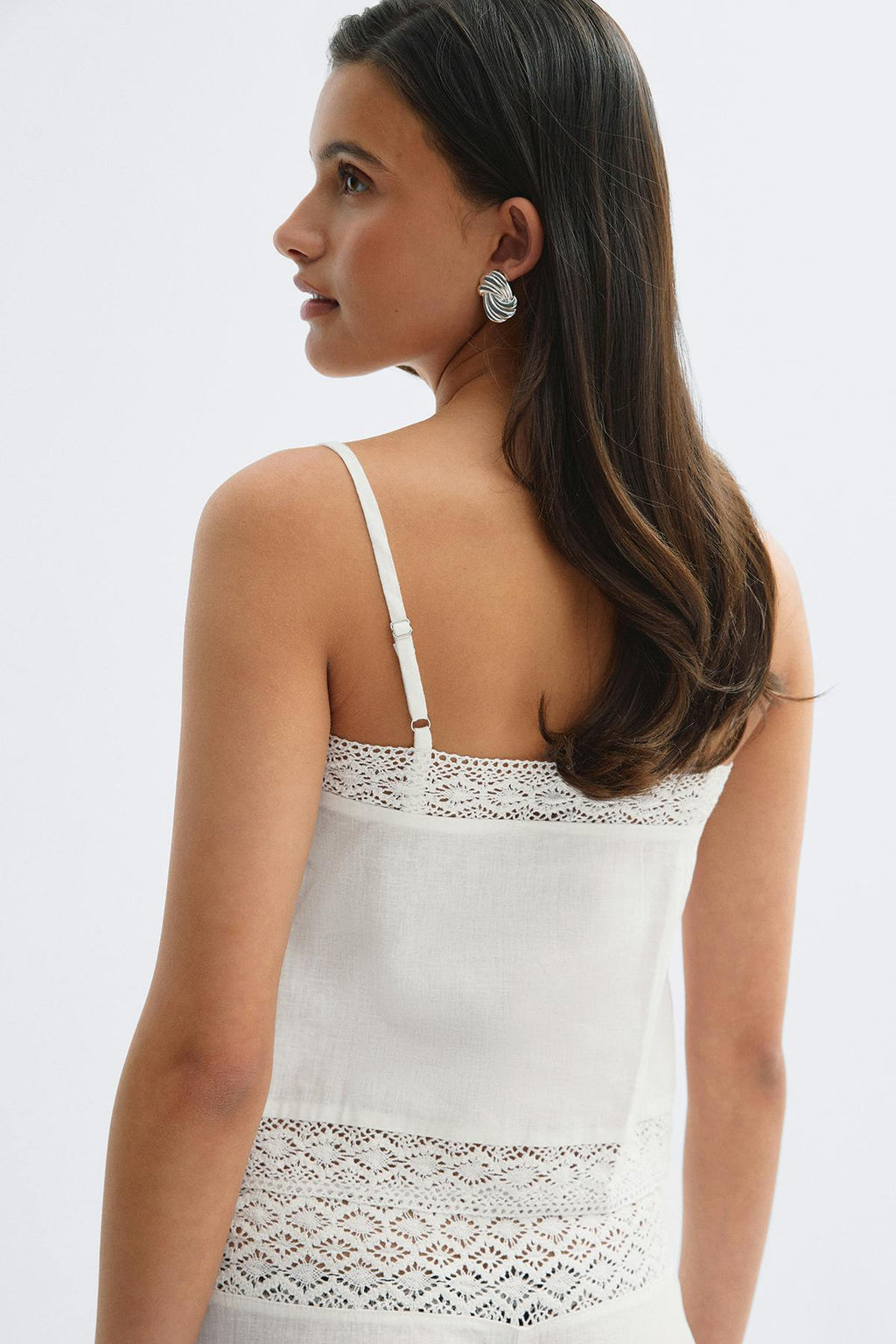 14+ crochet linen blend top