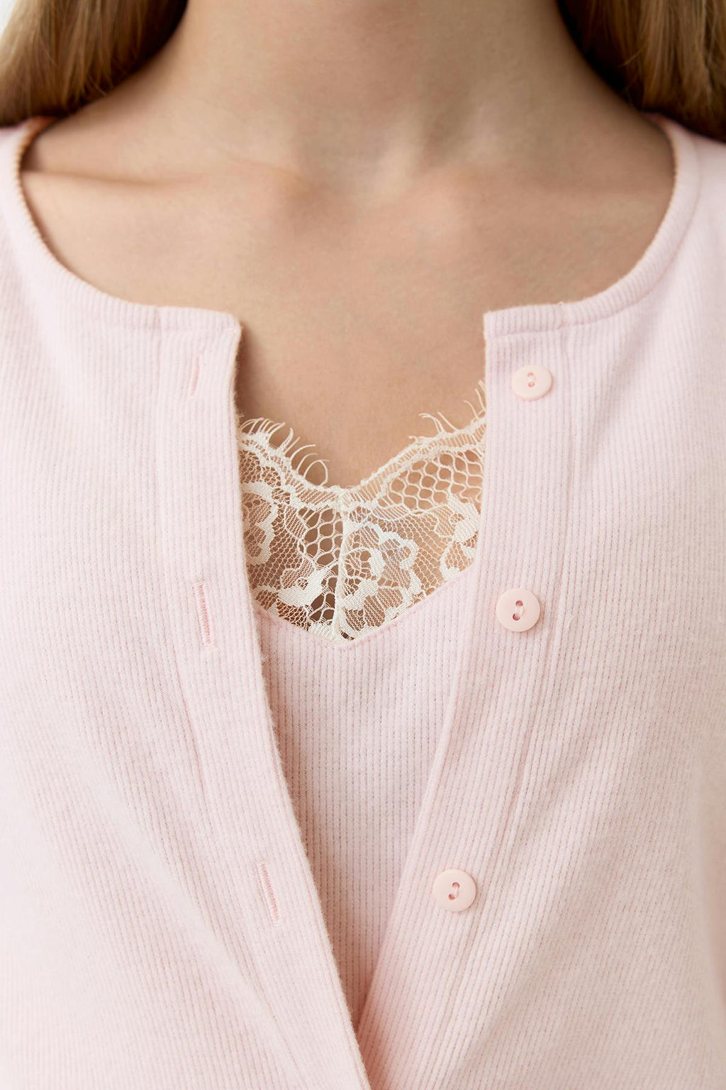 Y 2 in 1 lace rib cardigan