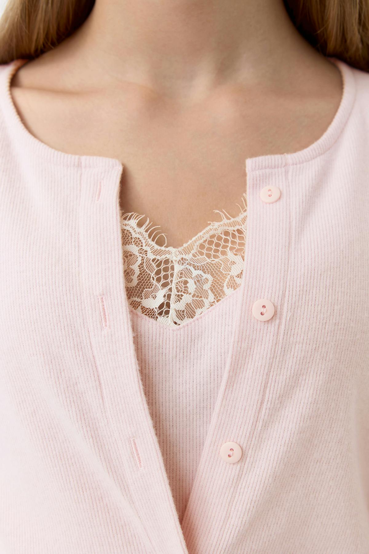 Y 2 in 1 lace rib cardigan