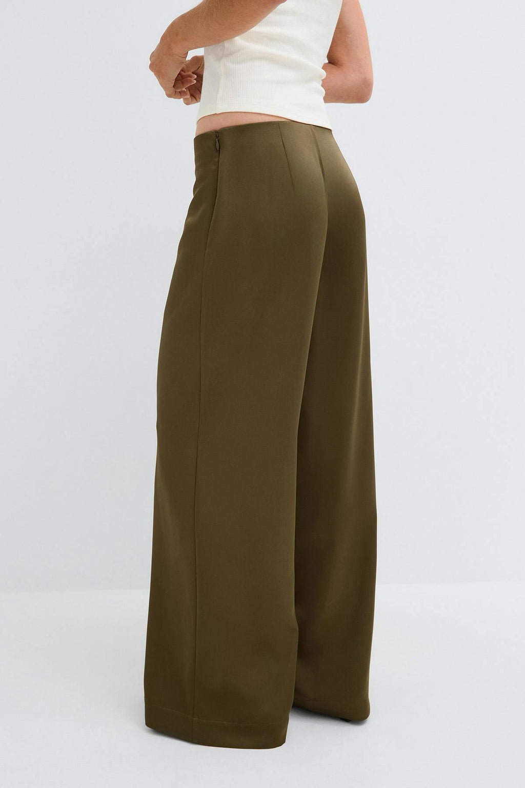 Glow straight satin trousers
