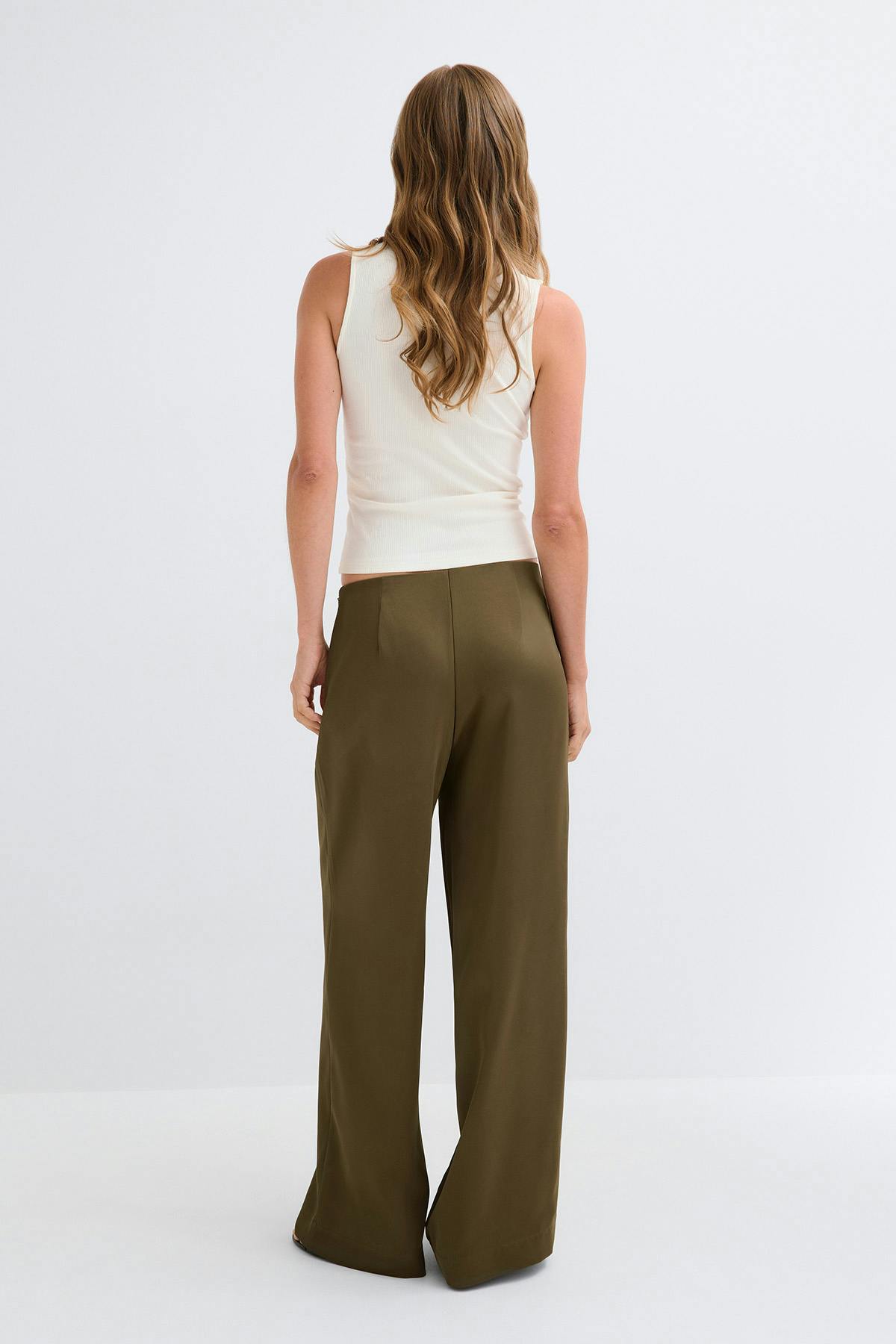 Glow straight satin trousers