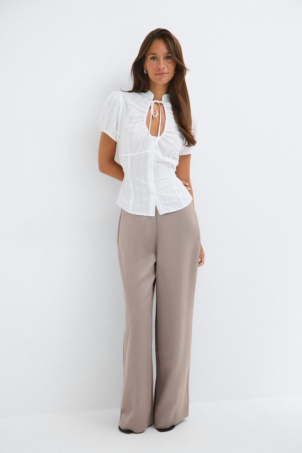 Glow straight satin trousers