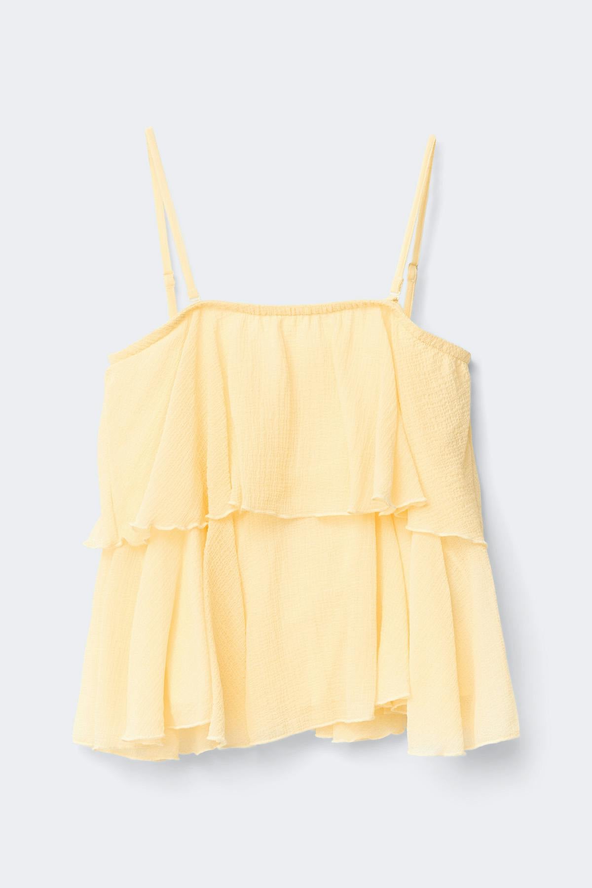 Y strap frill top