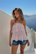 Y strap frill top