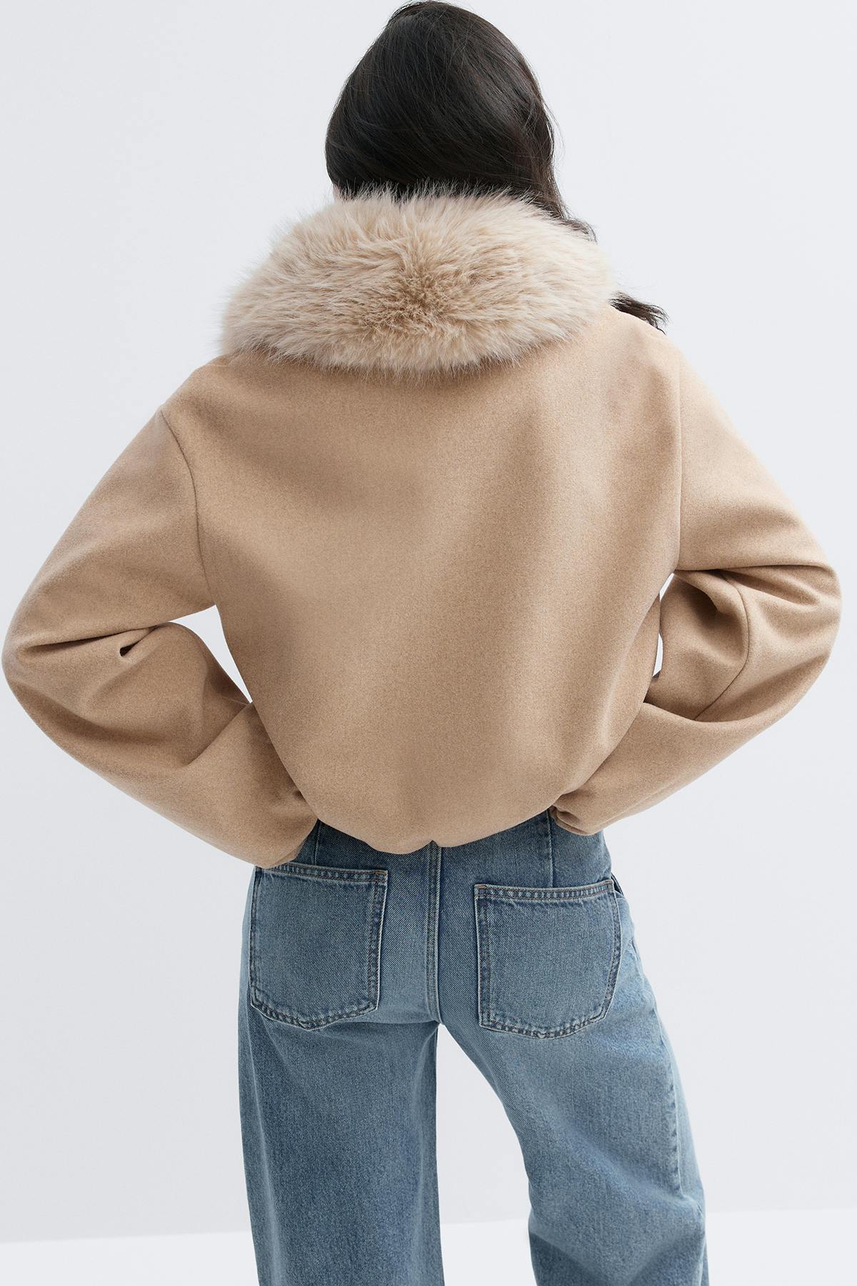 Faux fur collar jacket