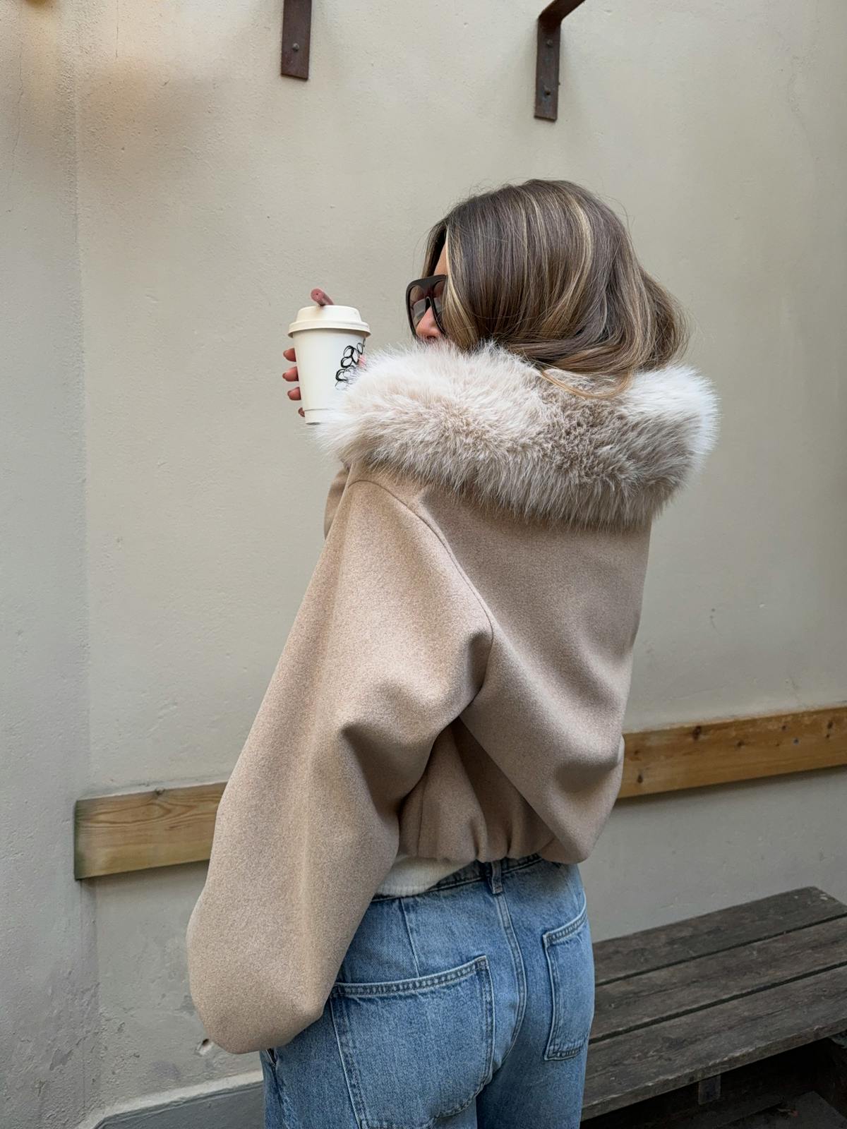 Faux fur collar jacket
