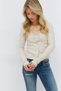 14+ 2 in 1 lace rib cardigan
